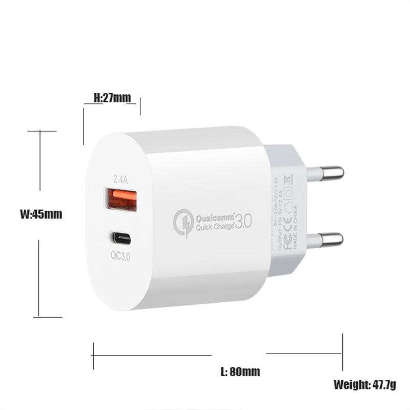 OEM 초고 속 벽 어댑터 c 형 Qc 3.0 18 w Pd 충전기 Usb c 형 어댑터 휴대용 충전기