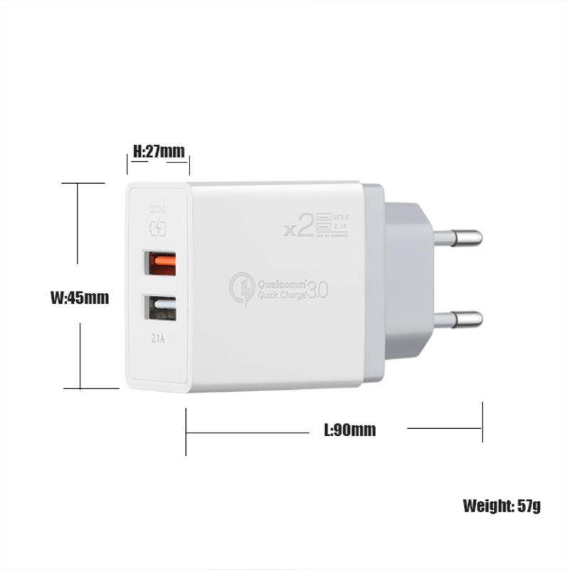 유럽 연합 / 미국 / 영국 PD 18W + 5V 2.4A 2 포트 USB C 쾌속 충전기 유 니 버 설 다기 능 충전기