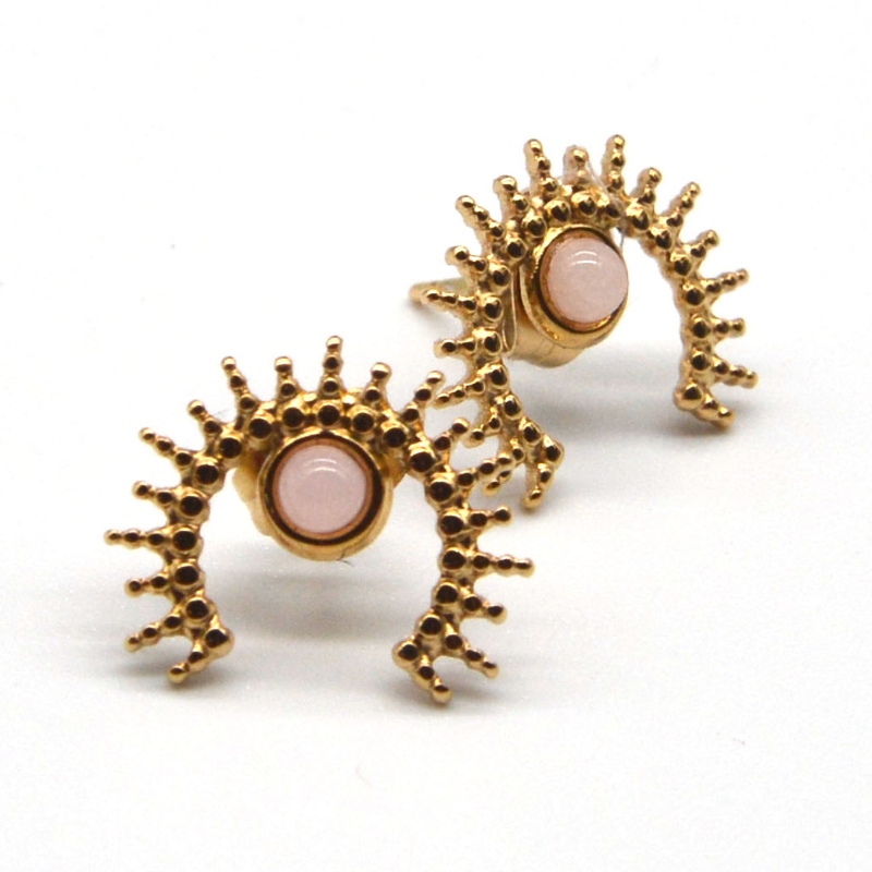 골드 도금 마노 귀걸이, 스테인레스 스틸 골드 숙녀 귀걸이 중국 Ruifanbao 보석 가공 공장