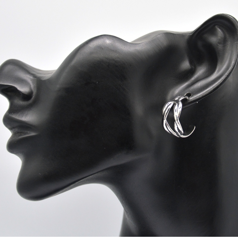 실버 귀걸이 여성 여자를위한 더블 C 모양 라운드 원형 귀걸이 성명 우아한 귀걸이 보석 중국 Ruifanbao 보석 공장