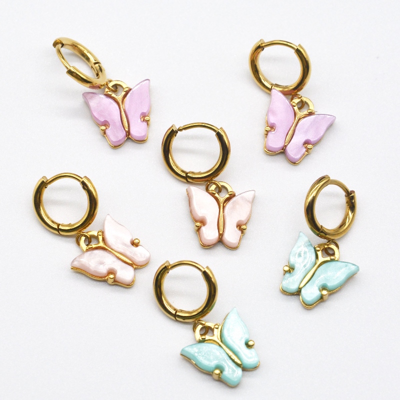 여성 나비 귀걸이, 컬러 나비 액세서리, 여성 도금 펜던트 귀걸이, 여성 명절 선물 중국 리 핀 바 오 액세서리 공장