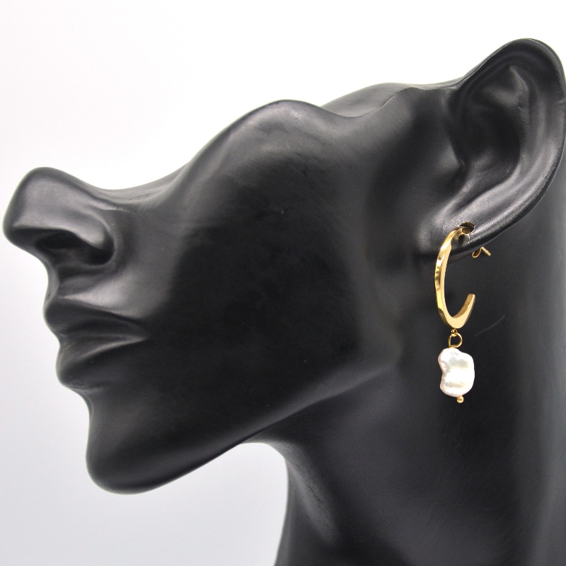 간단한 모조 진주 귀걸이 골드 C 자형 펜던트 귀걸이 여성용 롱 펜던트 귀걸이 쥬얼리 중국 Ruifanbao 쥬얼리 가공 공장