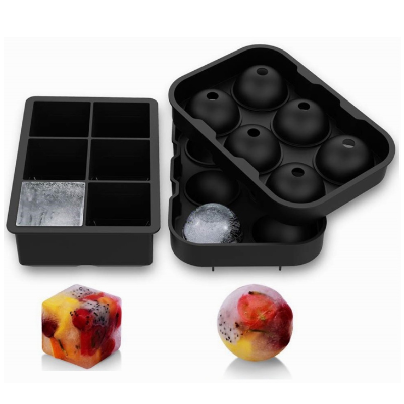 실리콘 아이스 박스 세트 6 개 6 얼음 격자 2 개 위스키 얼음 블록 금형 도매