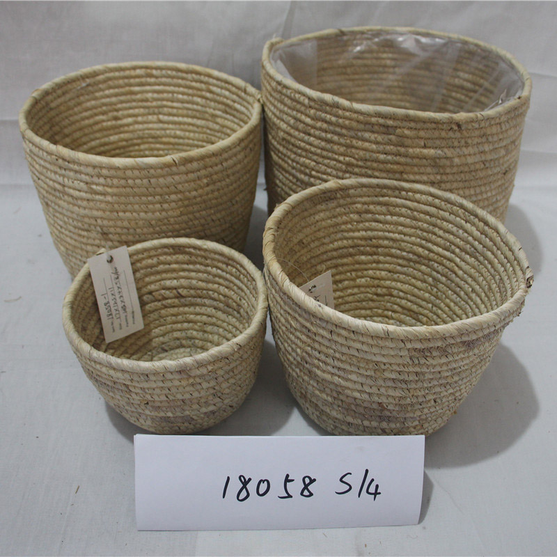 wholesale 해초 건조 해초 소재 제품 짠 세탁 바구니 보관 바구니 핸들
