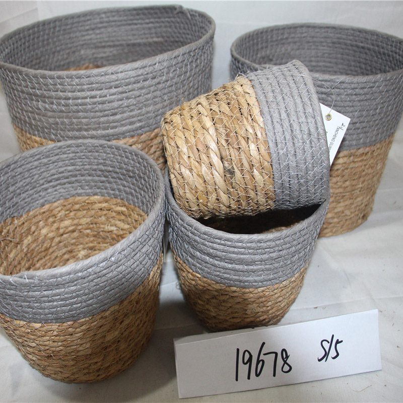 손잡이를 가진 Handmade 자연적인 손 물 히아신스 잔디 바구니