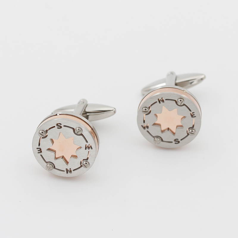 도매 남성 스테인레스 스틸 투톤 윈드 스타일 커프스 단추