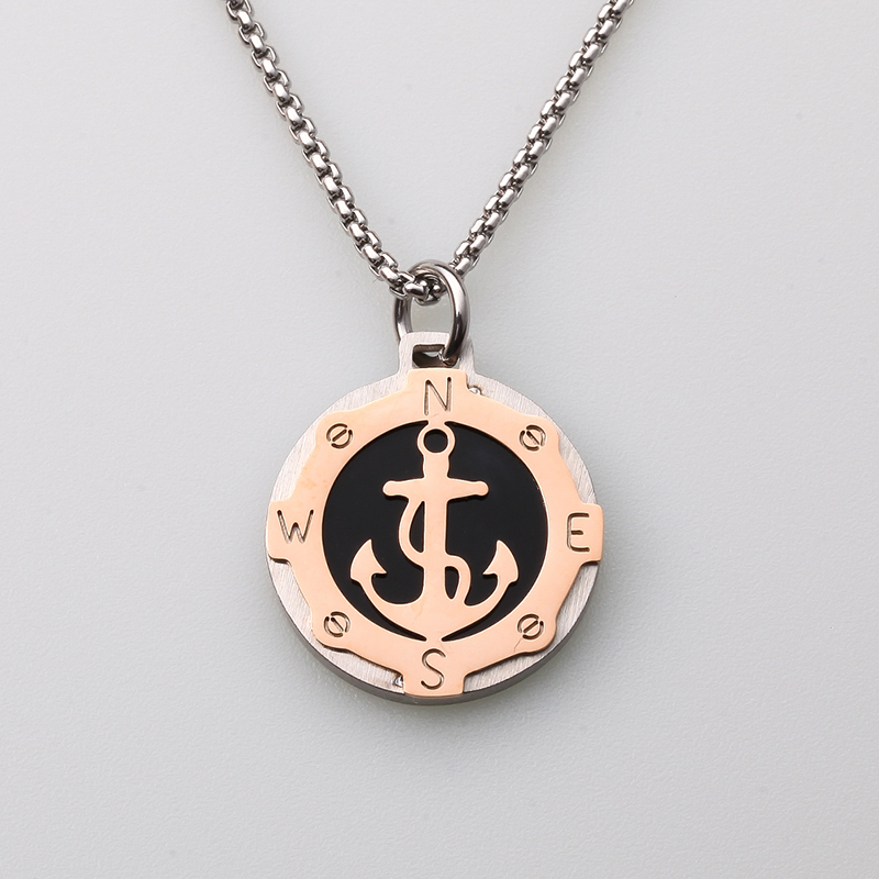 이탈리아 스타일의 스테인레스 스틸 보석 방향타 바람 앵커 펜던트 남자 목걸이 중국에서 만든