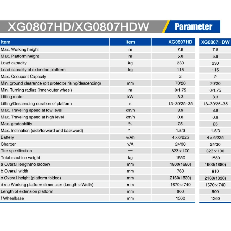 가위 리프트 XG0807HD / XG0807HDW
