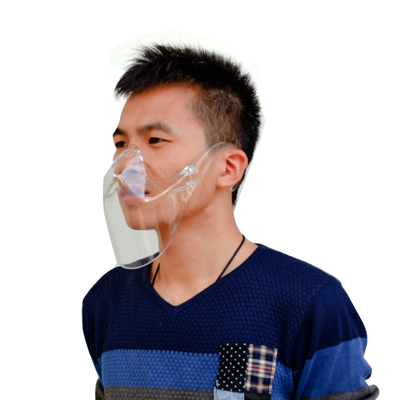 플라스틱 보이는 입 방패 안티 안개 통기성 안전 보호 입 커버 투명한 입과 코 방패