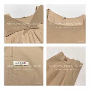 헐렁한 디자인 미니멀리스트 스타일리쉬 캐주얼 솔리드 컬러 프린트 컬러 코튼 및 리넨 오버 사이즈 커스텀 19595 셔츠 드레스