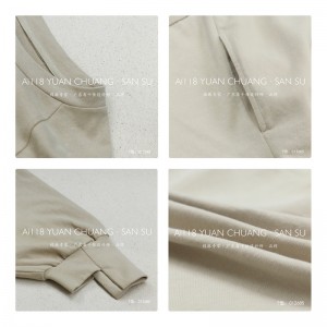 루즈 한 디자인 심 플 한 라운드 네 크 라인 스타일 봉제 소매 스타일 캐 주 얼 원색 면 마 사이즈 맞 춤 형 12685 운동복