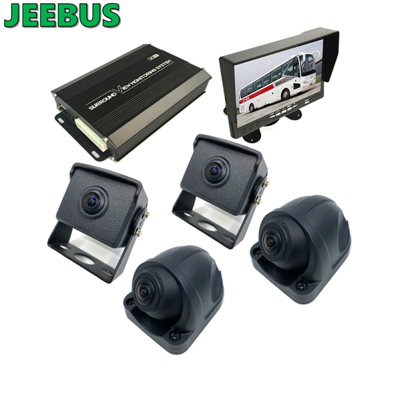 저녁 식사 HD 3D 자동차 360도 서라운드 버드 뷰 모니터링 시스템 트럭 운전 보안 지원을위한 4 * 180 학위 카메라