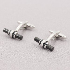 스테인레스 스틸 남성용 투톤 블랙 도금 커프스 단추