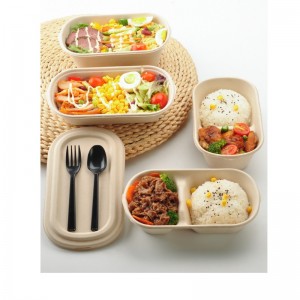 타원형 테이크 아웃 패스트 푸드 상자 생분해 성 식품 포장 용기 (투명 커버 포함)