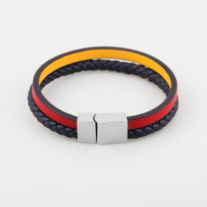 패션 가죽 보석 정품 가죽 팔찌 Muti 레이어 꼰 가죽 팔찌 스테인레스 스틸