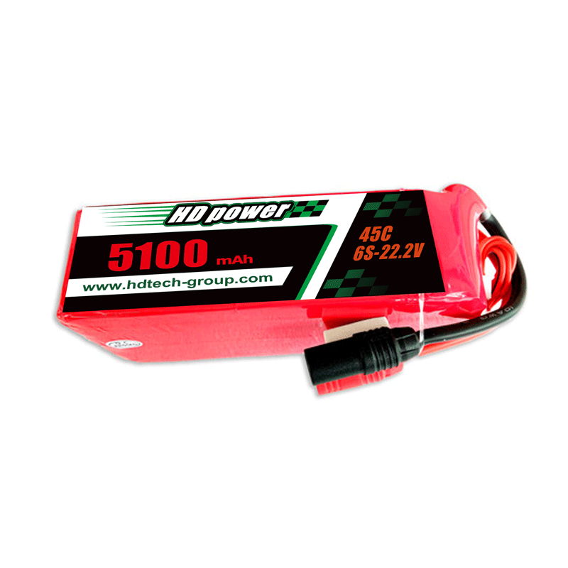 고 화질 전원 5100 mAh 45C 6S 22.2V 리튬 배터리