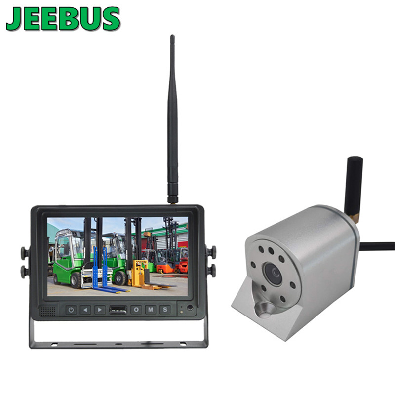 Forlktruck 및 엔지니어링 차량 용 AHD 7inch DVR 모니터 주차 모니터링 시스템이있는 2.4GHz 무선 WIFI 보안 카메라