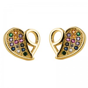 여성 유럽 및 미국의 새로운 스타일의 꽃 나비 귀걸이 과장된 창조적 인 유행 상감 지르콘 무지개 귀걸이 여성