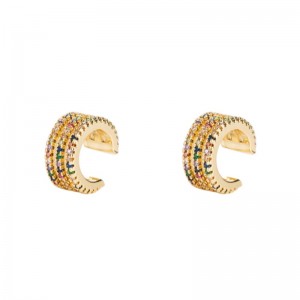 새로운 유럽과 미국인 남성 \\\\ \'s \\\\\'s 귀 뼈 클립 구리 마이크로 상감 컬러 지르코늄 간단한 귀 클립 피어 싱 힙합 귀걸이없이