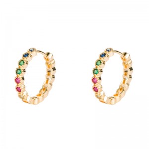 ins 유럽과 미국의 틈새 귀걸이, 구리 마이크로 인감 지르콘 귀걸이, 녹색 컬러 전기 도금 컬러 지르코늄 큰 귀걸이, 그물 붉은 귀걸이