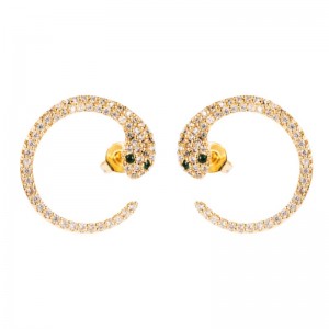 유럽 ​​및 미국 간 교두 신제품 귀걸이 과장된 성격 뱀 모양의 귀걸이 마이크로 인간 지르콘 힙합 C 자형 뱀 귀걸이