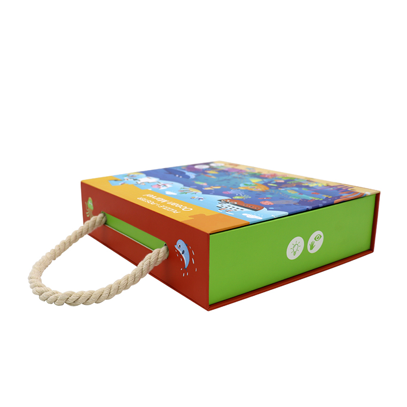 도매 사용자 정의 로고 재활용 장난감 퍼즐 골 판지 마그네틱 플랩 선물 포장 상자 손잡이