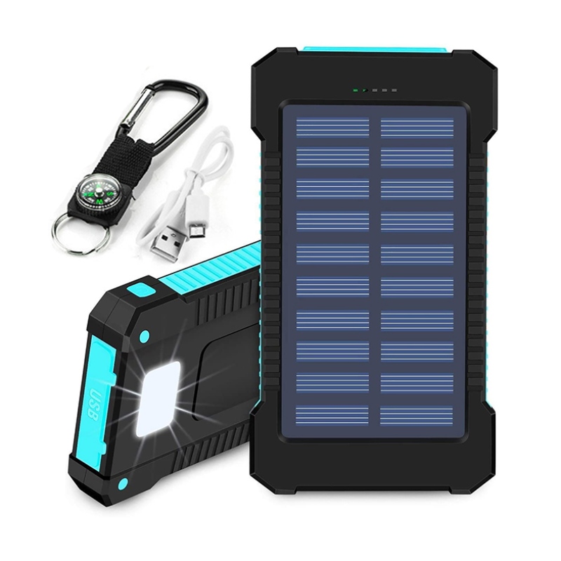 태양 전원 은행 듀얼 USB 전원 은행 20000mAh 방수 배터리 충전기 LED 빛으로 외부 휴대용 태양 전지 패널