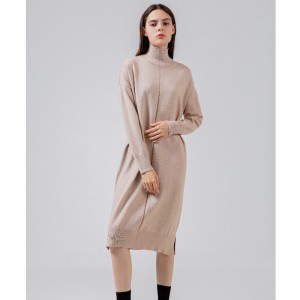 패션 트렌드 레저 조커 기본 니트 드레스와 높은 목 68033#