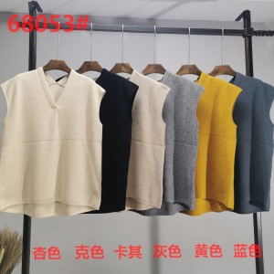 갯벌 패션 간단한 레저 조커 기본 뜨개질 작은 V 넥 조끼 68053#