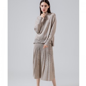 패션 트렌드 캐주얼 다목적 공기 니트 두 조각 69022#의 주름진 스커트 세트