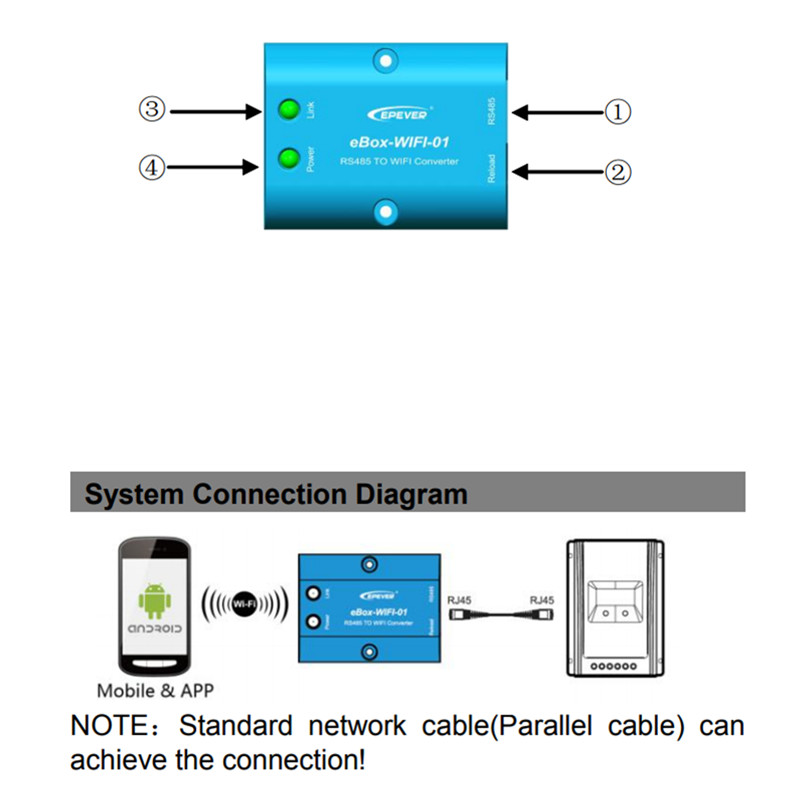 WiFi 직렬 서버 RS485 SoALR 컨트롤러 인버터 EPSoll LSB VS-A VS-BN TRACERA TRACER-BN SOALR CONTRONTER Inverter 앱을위한 WiFi 지원 앱