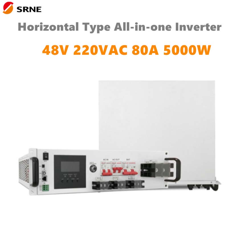 SRNE 5000W 올인원 MPPT 하이브리드 태양 전하 인버터 수평 48V 220VAC 순수 사인파 80A 최대 PV 145V 그리드 인버터