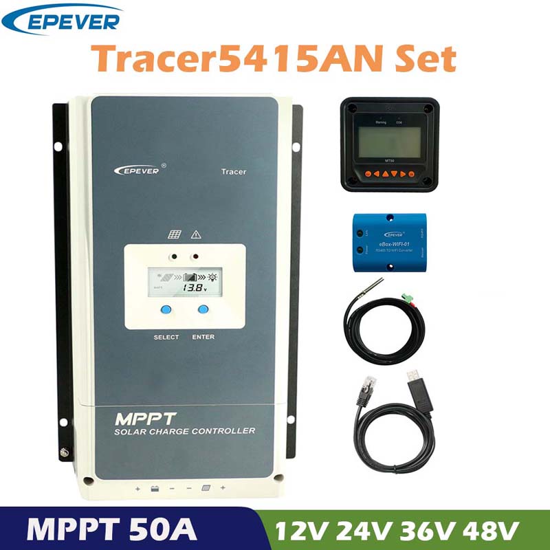 필터 트레이서 50A MPPT 태양 전하 컨트롤러 12V 24V 36 V48V 자동 LCD 디스플레이 태양 전지 패널 배터리 레귤레이터 하이브리드 컨트롤러