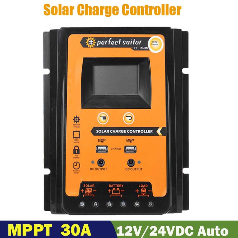 듀얼 USB 출력 LCD 디스플레이와 PWM 30A 12V 24VDC 태양 전하 배터리 레귤레이터 컨트롤러 태양 전지 패널