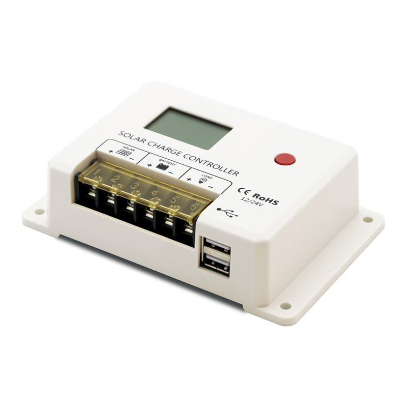 새로운 SRNE PWM 10A 20A 30A 태양 광 충전 컨트롤러 12V 24V 자동 LCD 디스플레이 듀얼 USB 5V/2A 포트 리드 산성 리튬 배터리