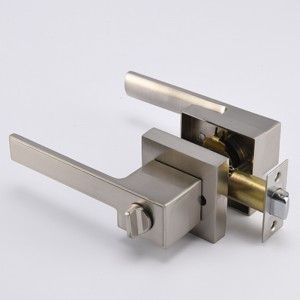 S7809 침실 또는 욕실 용 현대 사각형 개인 정보 보호 도어 레버, 새틴 니켈에 세워진 키리스 잠금장 도어 손잡이