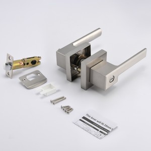 S7809 침실 또는 욕실 용 현대 사각형 개인 정보 보호 도어 레버, 새틴 니켈에 세워진 키리스 잠금장 도어 손잡이