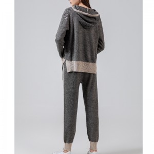 유행 캐주얼 스포츠 스타일 니트 스웨터 두 조각 까마귀 세트 69053#