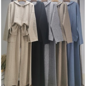 유행 캐주얼 간단한 양모 스웨터 두 조각 까마귀 세트 69056#