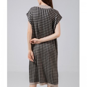 유행 캐주얼 간단한 양모 스웨터 천 조류 케이스 절반 높은 칼라 조끼 드레스 69065#