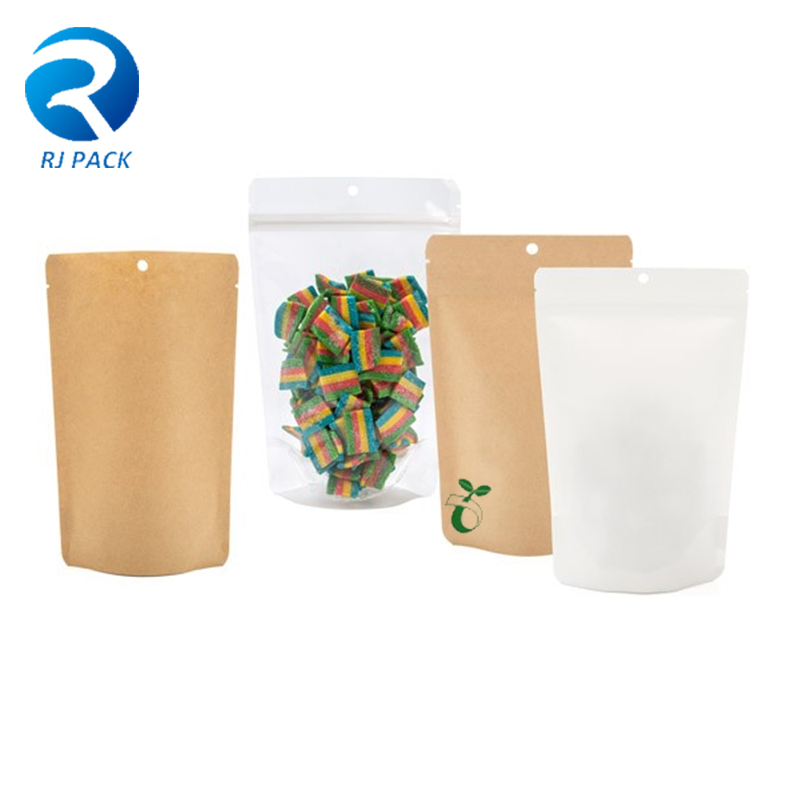 100 % compostable 열 recealable 높은 장벽 식품 포장 스탠드 파우치 크래프트 가방