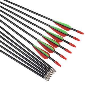 Elong 야외 114478 ID5mm 28inch 유리 섬유 화살표 궁전 TPU 베인 양궁 목표 그순절