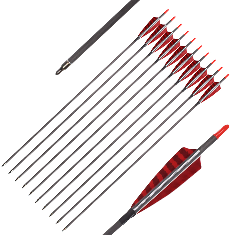 긴 옥외 112837 ID6.2mm SP500 탄소 섬유 화살표 칠면조 깃털 양궁 촬영