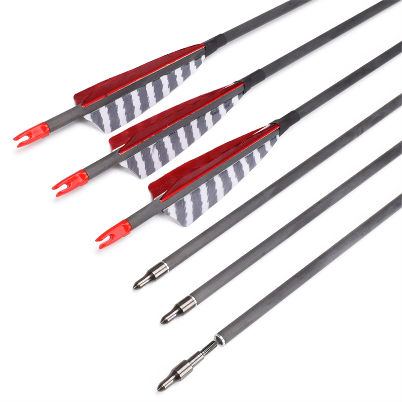 긴 옥외 112837 ID6.2mm SP500 탄소 섬유 화살표 칠면조 깃털 양궁 촬영
