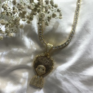 지르콘 솔리드 폭발 머리 힙합 목걸이