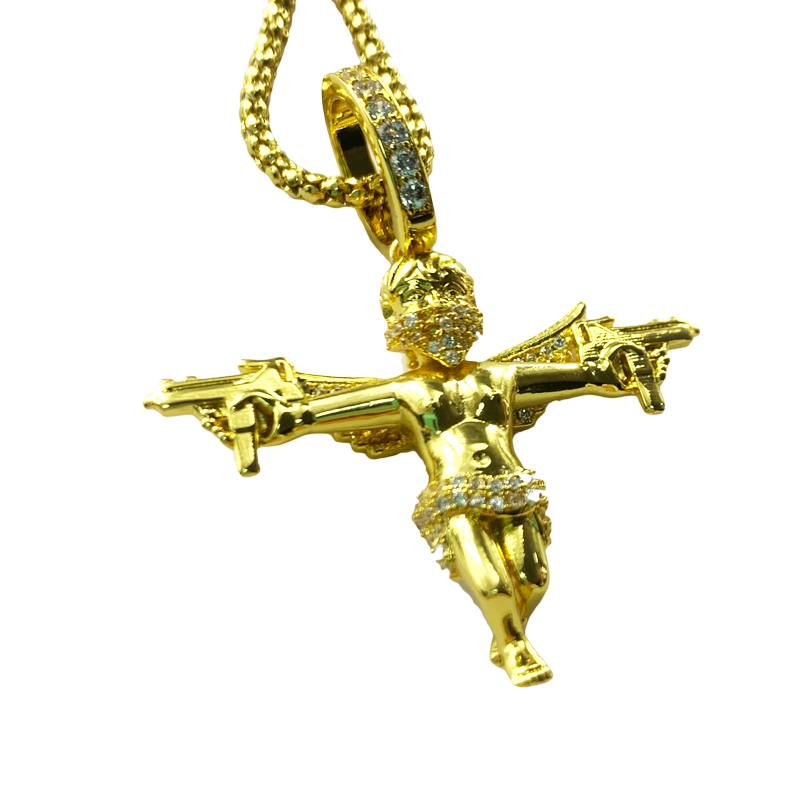Uzi Double Gun Angel 펜던트 목걸이