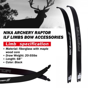 Nika Archery 270007 25h @ 68inch ILF 양궁 Recurve Bow Limb Recurve Bow Set Target Hunting 및 Shooting