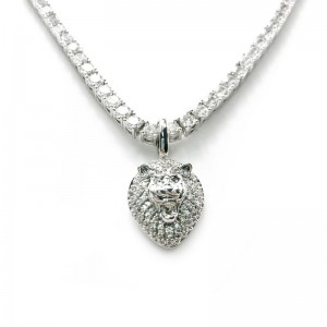 진짜 골드 도금 맞춤형 힙합 구리 사자 머리 펜던트 쿠바 체인 목걸이 (작음)