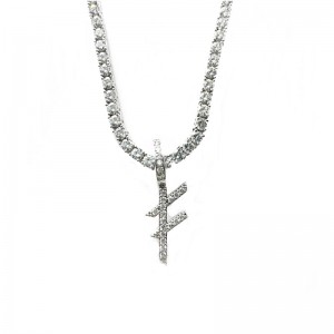 보석 고품질 사용자 정의 이름 실버 편지 목걸이 실버 테니스 체인과 펜던트 매력