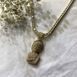 지르콘 솔리드 폭발 소녀 머리 힙합 펜던트